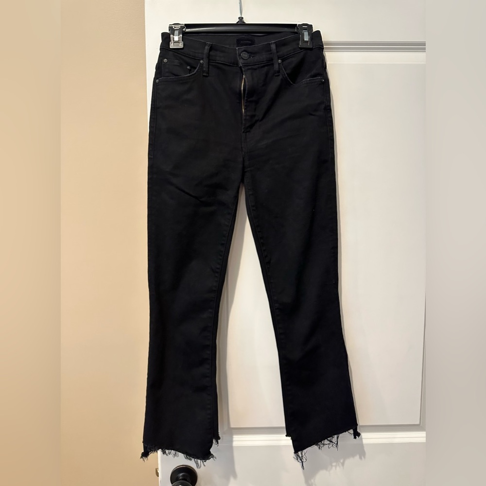 Mother The Insider Crop Two Step Fray - Too Guilty Black Denim